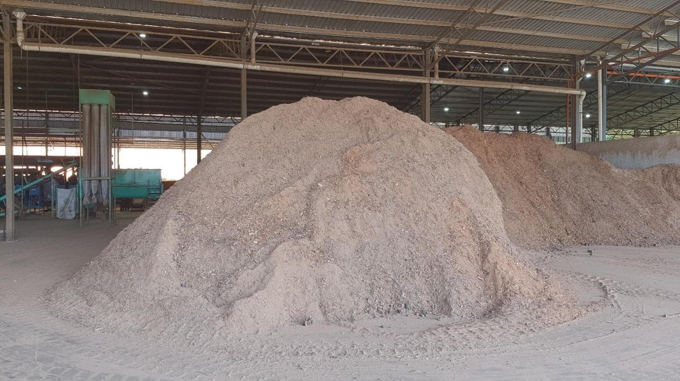 Wood dust raw material in the charcoal factory